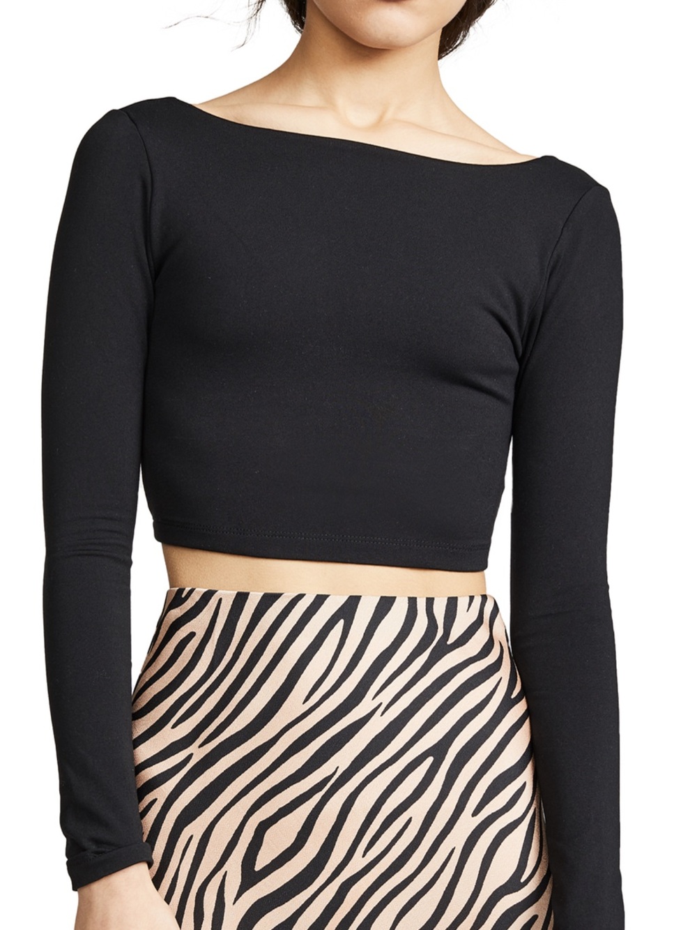 Susana Monaco Scoop back Long Sleeve Crop Top